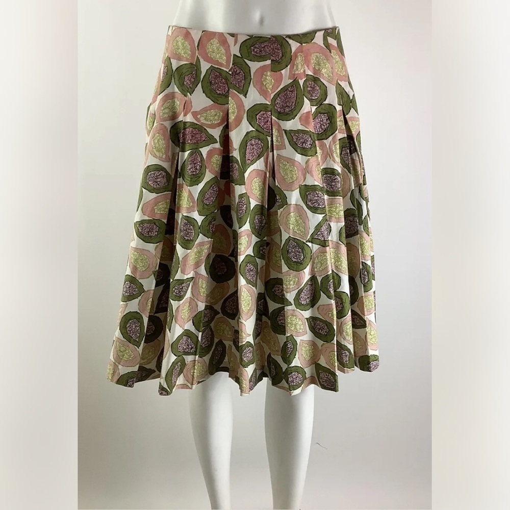 Saks Fifth Avenue Folio Sz 2P Pleated A-Line Graphic Print Skirt Multicolor